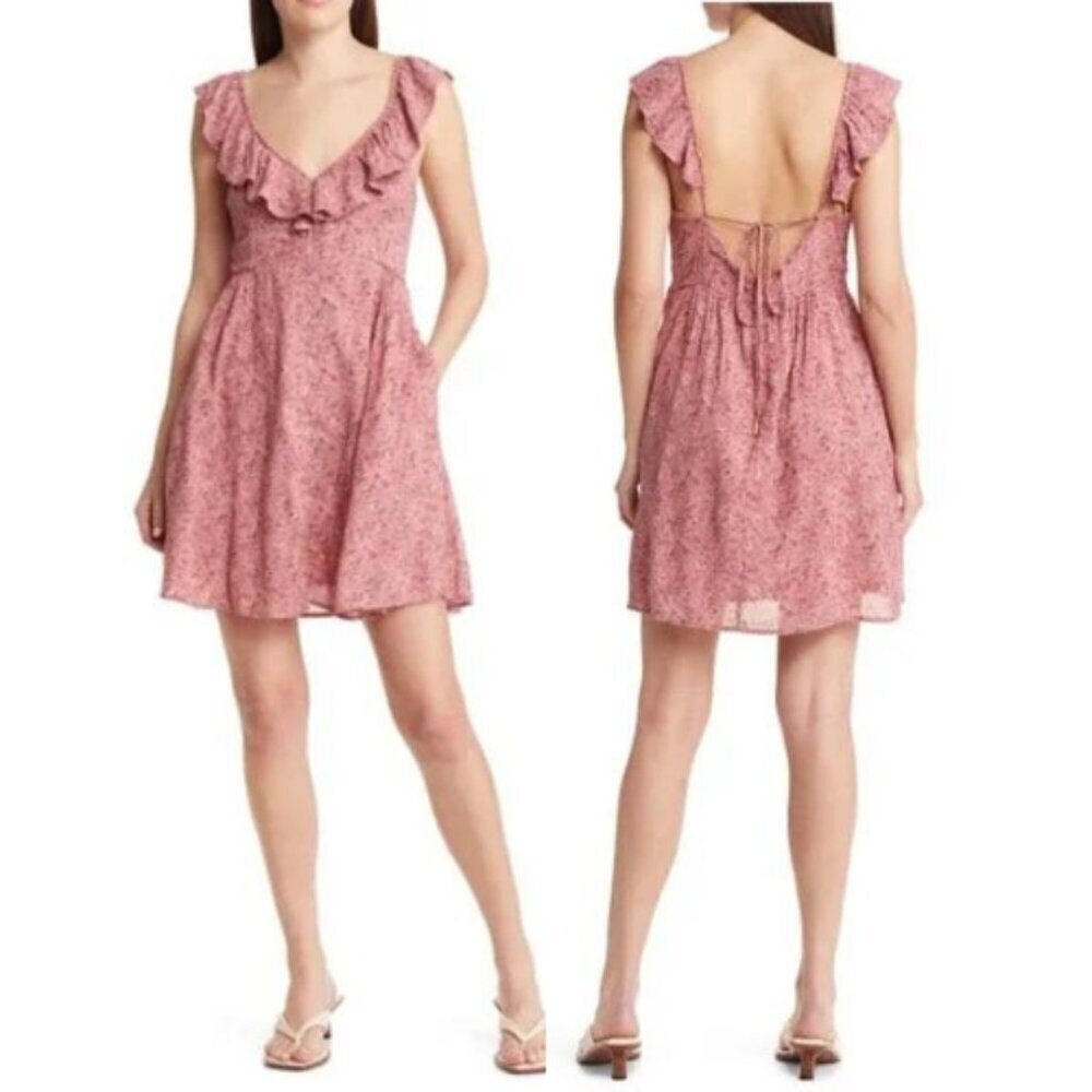 New! Madewell Ruffle Neck Button-Up Dress In Pink Vintage Quartz 29171
